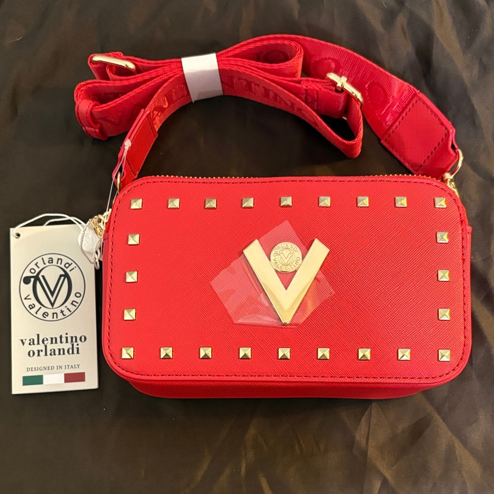 Valentino Orlandi Red and Gold Crossbody Bag